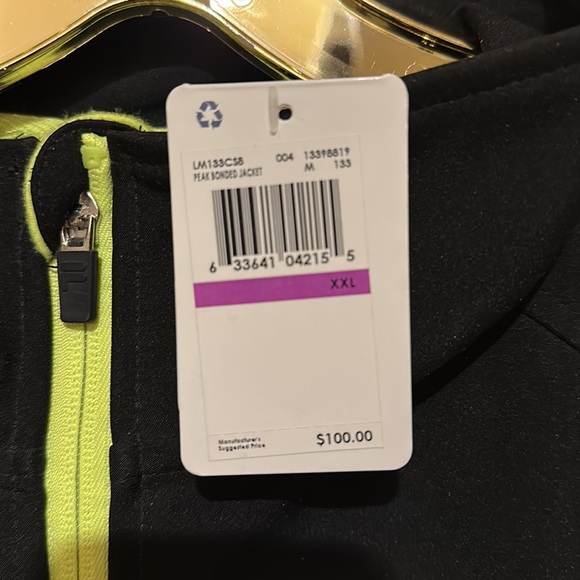 NWT💙FILA MENS BLACK ZIP UP PERFORMANCE JACKET WITH BRIGHT GREEN TRIM SIZE XXL - Picture 10 of 11